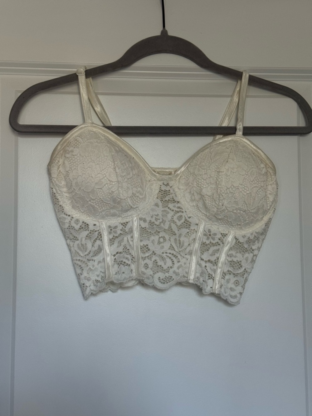 Bozzolo Ivory Lace Longline Bustier Bralette